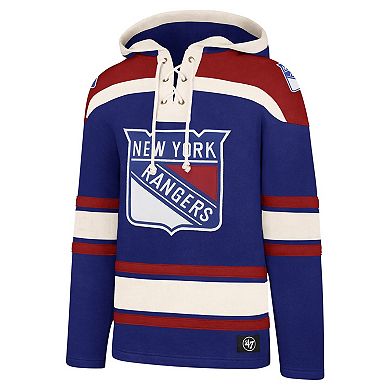 Men's '47 Blue New York Rangers Big & Tall Superior Lacer Pullover Hoodie