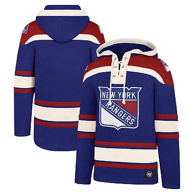 Men's '47 Blue New York Rangers Big & Tall Superior Lacer Pullover Hoodie