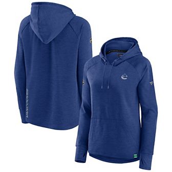 Women's Fanatics Branded Heather Blue Vancouver Canucks Authentic Pro Pullover Hoodie