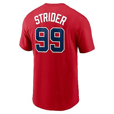 Men's Nike Spencer Strider Red Atlanta Braves Player Name & Number T-Shirt