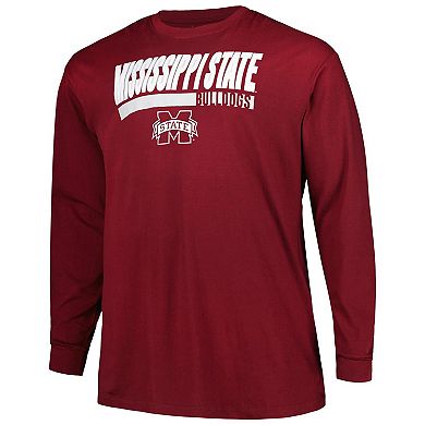 Men's Profile Maroon Mississippi State Bulldogs Big & Tall Two-Hit Long Sleeve T-Shirt