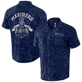 Men's Darius Rucker Collection by Fanatics Navy Seattle Mariners Denim Team Color Button-Up Shirt