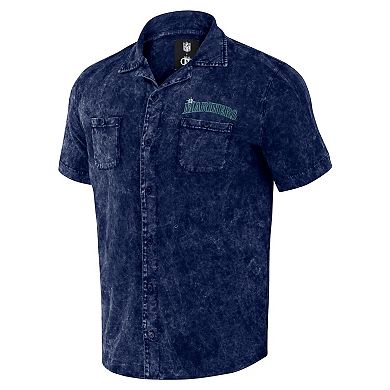 Men's Darius Rucker Collection by Fanatics Navy Seattle Mariners Denim Team Color Button-Up Shirt
