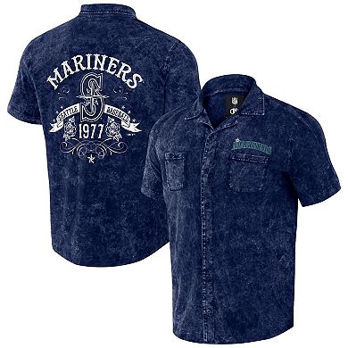 Men's Darius Rucker Collection by Fanatics Navy Seattle Mariners Denim Team Color Button-Up Shirt