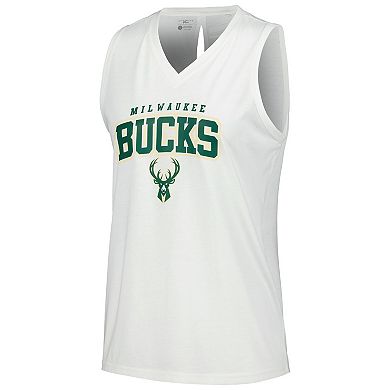 Women's Levelwear White Milwaukee Bucks Paisley Peekaboo Tank Top
