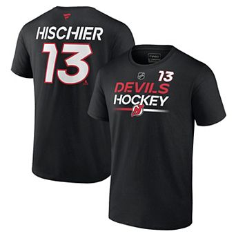 Men's Fanatics Branded Nico Hischier Black New Jersey Devils Authentic Pro Prime Name & Number T-Shirt