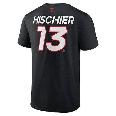 Men's Fanatics Branded Nico Hischier Black New Jersey Devils Authentic Pro Prime Name & Number T-Shirt