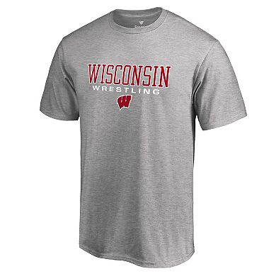 Men's Fanatics Branded Heathered Gray Wisconsin Badgers True Sport Wrestling T-Shirt