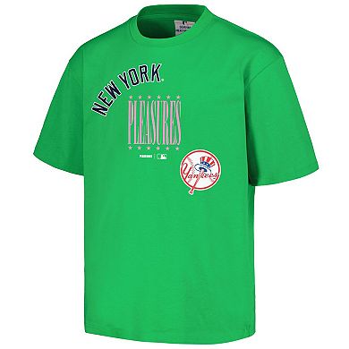 Men's PLEASURES Green New York Yankees Repurpose T-Shirt