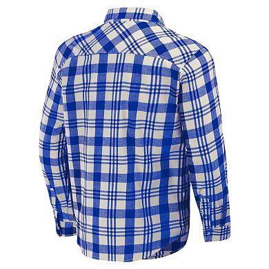 Men's Darius Rucker Collection by Fanatics Royal New York Mets Plaid Flannel Button-Up Shirt