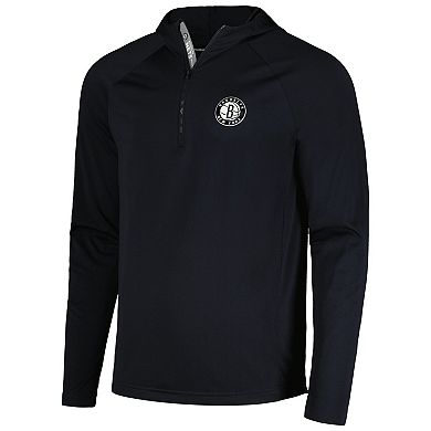 Men's Levelwear Black Brooklyn Nets Zander Hoodie Raglan Quarter-Zip Top