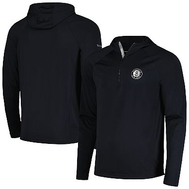 Men's Levelwear Black Brooklyn Nets Zander Hoodie Raglan Quarter-Zip Top