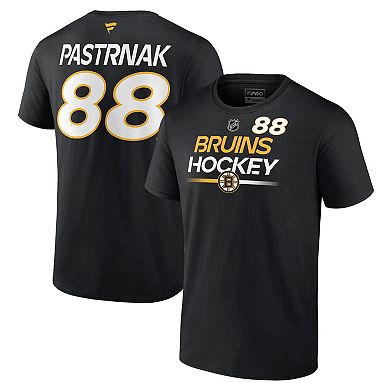 Men's Fanatics Branded David Pastrnak Black Boston Bruins Authentic Pro Prime Name & Number T-Shirt