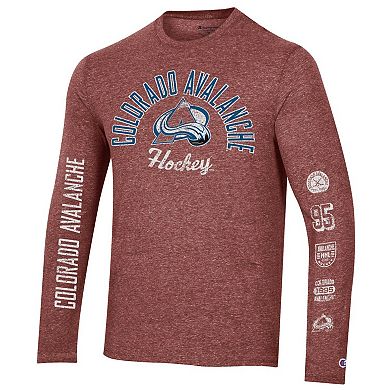 Men's Champion Burgundy Colorado Avalanche Multi-Logo Tri-Blend Long Sleeve T-Shirt
