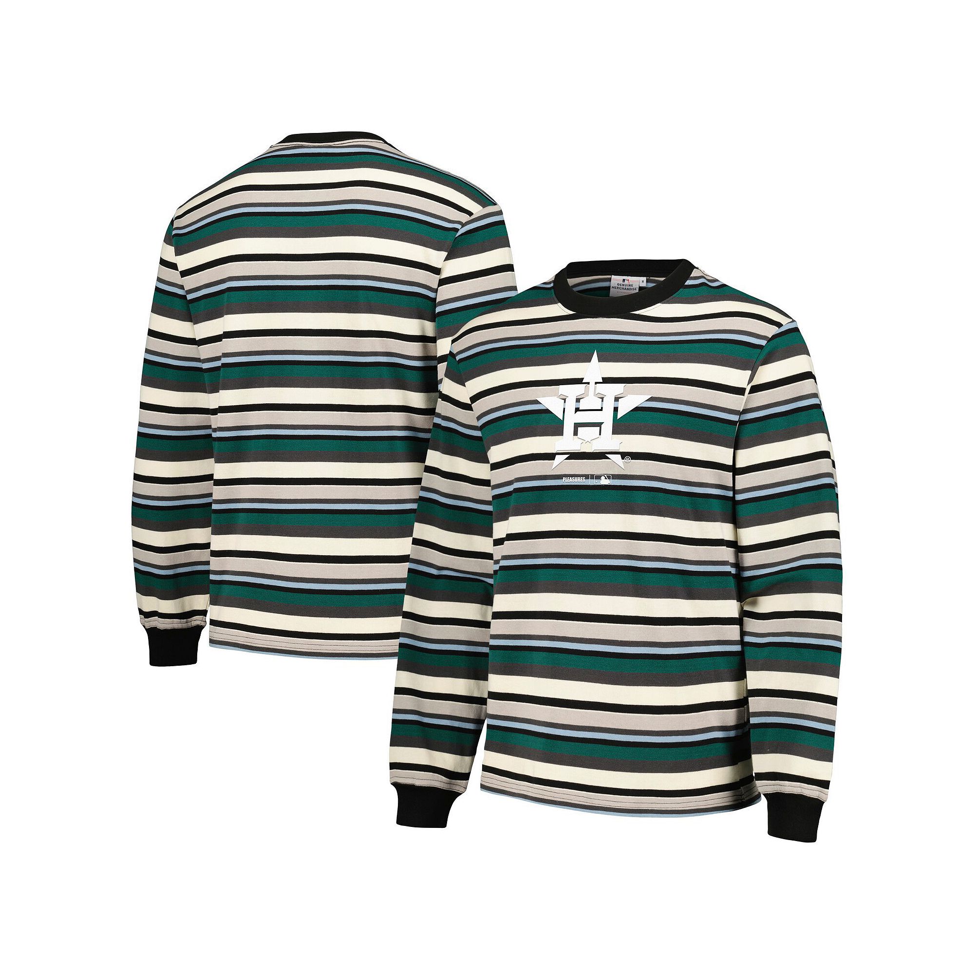 Mens PLEASURES Cream/Green Houston Astros Ballpark Long Sleeve T-Shirt, Si
