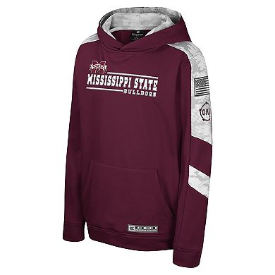 Youth Colosseum Maroon Mississippi State Bulldogs OHT Military Appreciation Cyclone Digital Camo Pullover Hoodie