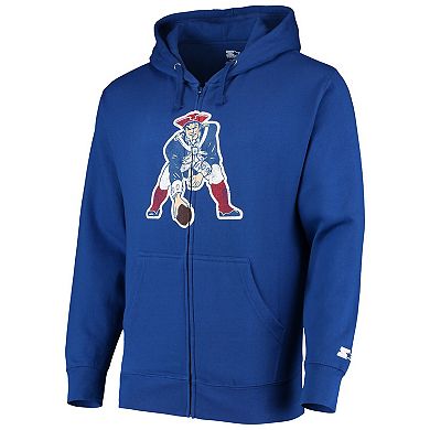 Men's Starter Royal New England Patriots Throwback Logo Full-Zip Hoodie