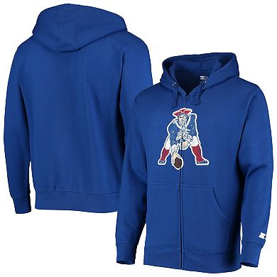 Men's Starter Royal New England Patriots Throwback Logo Full-Zip Hoodie