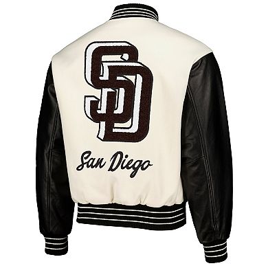 Men's PLEASURES White San Diego Padres Full-Snap Varsity Jacket