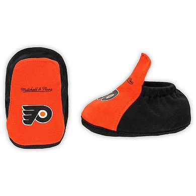 Infant Mitchell & Ness Orange/Black Philadelphia Flyers Big Score 3-Pack Bodysuit, Bib and Bootie Set
