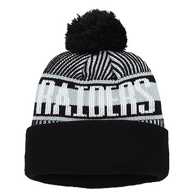 Youth New Era Black Las Vegas Raiders Striped Cuffed Knit Hat with Pom