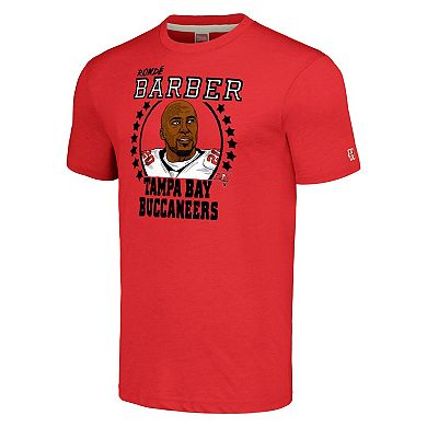 Men's Homage  Ronde Barber Heathered Red Tampa Bay Buccaneers  Caricature Retired Player Tri-Blend T-Shirt