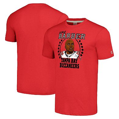 Men's Homage Ronde Barber Heathered Red Tampa Bay Buccaneers Caricature Retired Player Tri-Blend T-Shirt