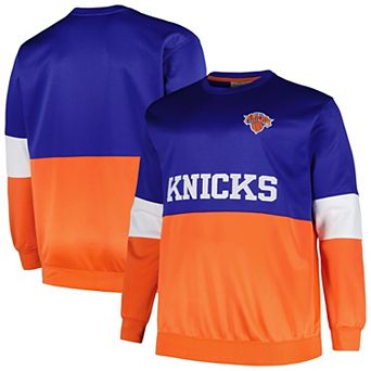 Men's Fanatics Branded Blue/Orange New York Knicks Big & Tall Split Pullover Sweatshirt