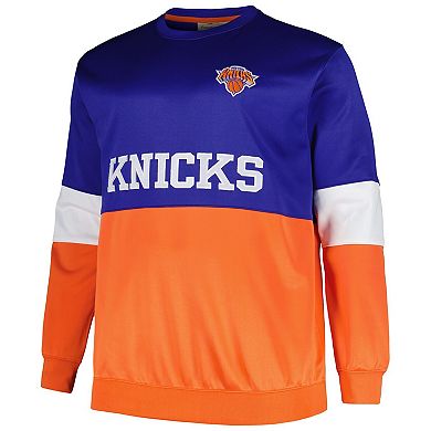 Men's Fanatics Branded Blue/Orange New York Knicks Big & Tall Split Pullover Sweatshirt