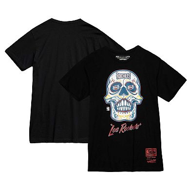 Men's Mitchell & Ness Black Houston Rockets Hardwood Classics Sugar Skull Hometown T-Shirt