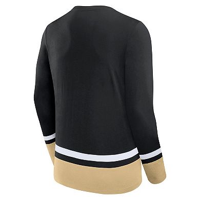 Men's Fanatics Branded Black Vegas Golden Knights Back Pass Lace-Up Long Sleeve T-Shirt