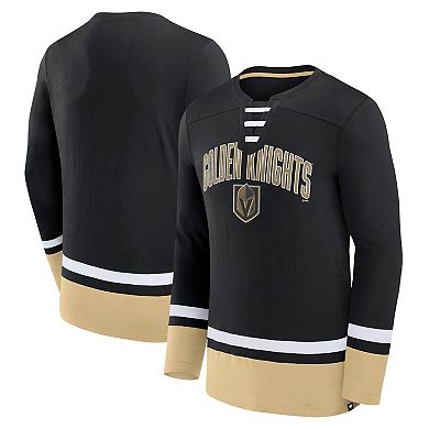 Men's Fanatics Branded Black Vegas Golden Knights Back Pass Lace-Up Long Sleeve T-Shirt