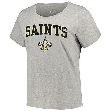 Women's Fanatics Branded Heather Gray New Orleans Saints Plus Size Arch Over Logo T-Shirt
