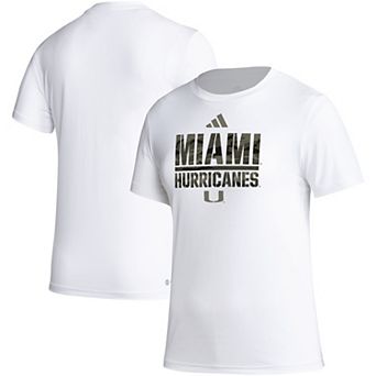 Women's adidas White Miami Hurricanes AEROREADY Military Appreciation Pregame T-Shirt