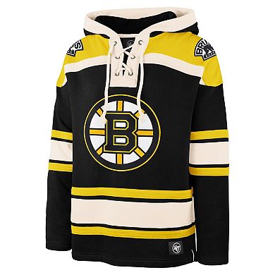 Men's '47 Black Boston Bruins Big & Tall Superior Lacer Pullover Hoodie