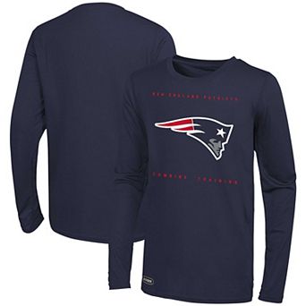 Men's Navy New England Patriots Side Drill Long Sleeve T-Shirt