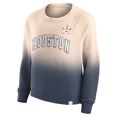 Women's Fanatics Branded Tan/Navy Houston Astros Luxe Lounge Arch Raglan Pullover Sweatshirt