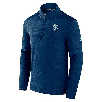 Men's Fanatics Branded Deep Sea Blue Seattle Kraken Authentic Pro Quarter-Zip Pullover Top