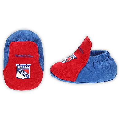Infant Mitchell & Ness Red/Blue New York Rangers Big Score 3-Pack Bodysuit, Bib and Bootie Set