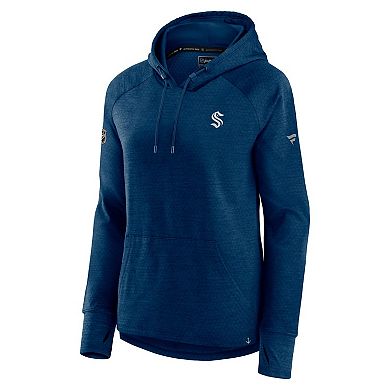 Women's Fanatics Branded Heather Deep Sea Blue Seattle Kraken Authentic Pro Pullover Hoodie