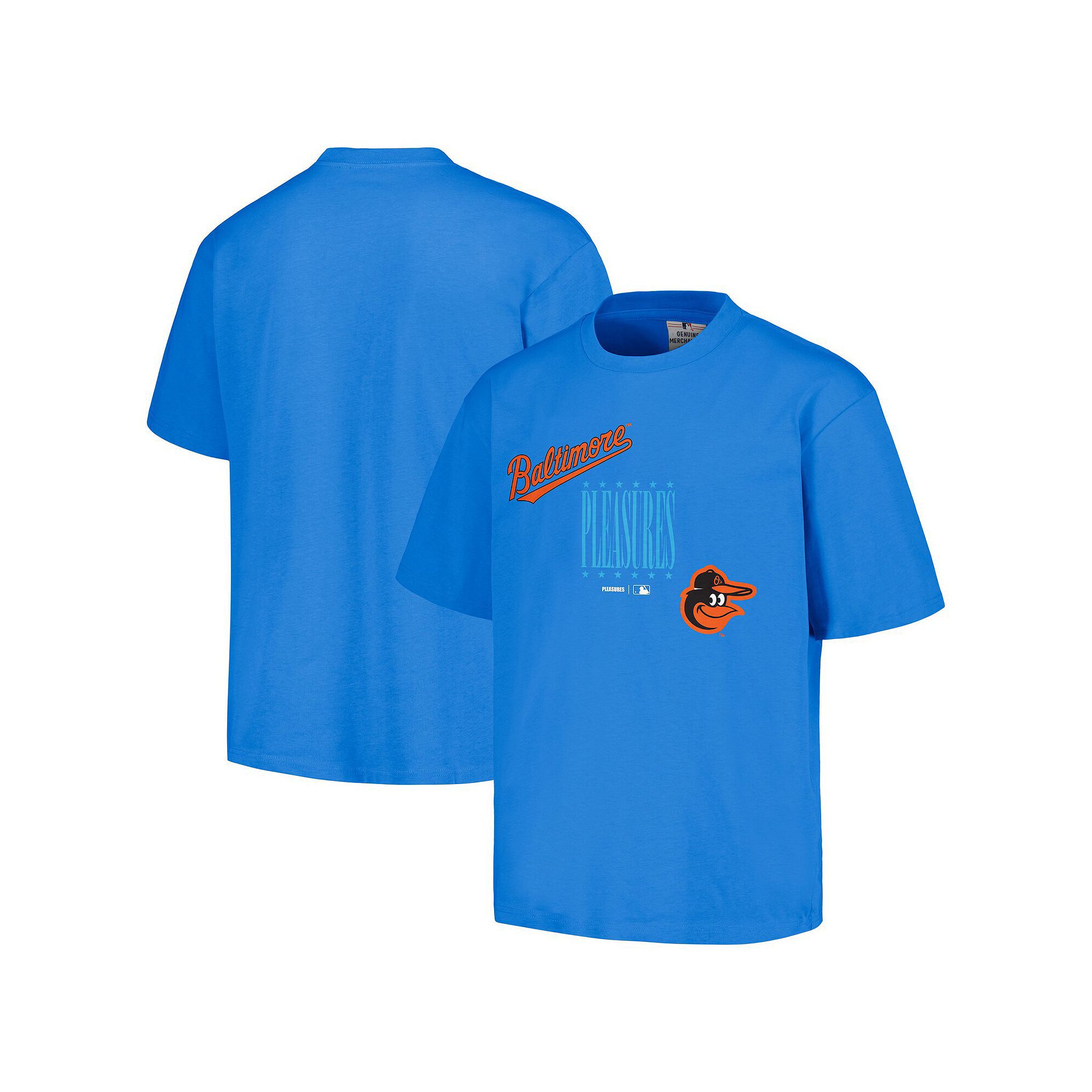 Mens PLEASURES  Blue Baltimore Orioles Repurpose T-Shirt, Size: Small