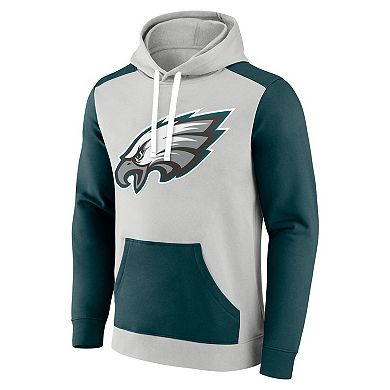 Men's Fanatics Branded Silver/Green Philadelphia Eagles Big & Tall Team Fleece Pullover Hoodie