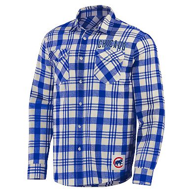 Men's Darius Rucker Collection by Fanatics Royal Chicago Cubs Plaid Flannel Button-Up Shirt