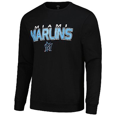 Men's Stitches  Black Miami Marlins Pullover Sweatshirt