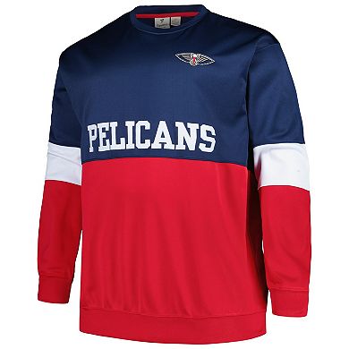 Men's Fanatics Branded Navy/Red New Orleans Pelicans Big & Tall Split Pullover Sweatshirt