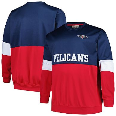 Men's Fanatics Branded Navy/Red New Orleans Pelicans Big & Tall Split Pullover Sweatshirt