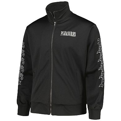 Men's PLEASURES Black Oakland Athletics Pitcher Full-Zip Track Jacket