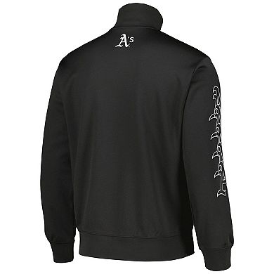 Men's PLEASURES Black Oakland Athletics Pitcher Full-Zip Track Jacket