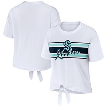 Women's WEAR by Erin Andrews White Seattle Kraken Front Knot T-Shirt