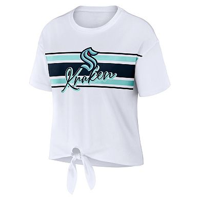 Women's WEAR by Erin Andrews White Seattle Kraken Front Knot T-Shirt